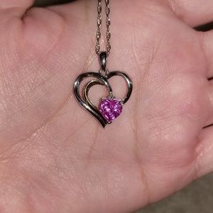 NWOT Sears SS pendant w/lab created pink sapphire
